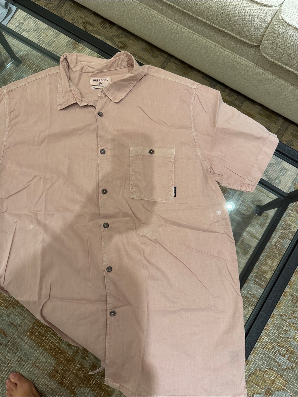 Billabong Men's Button-Up Shirt - Dusty Pink